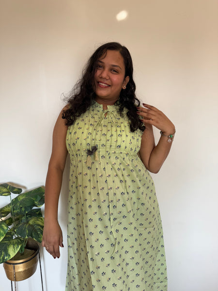 Pure Cotton Casual A-Line Sleeveless Dress