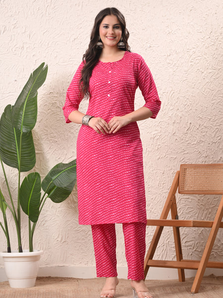 Rani Mothra Straight kurta pant set with Sleeves