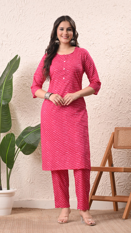 Rani Mothra Straight kurta pant set with Sleeves