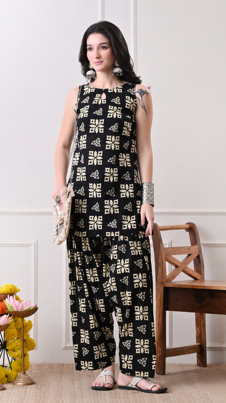 Black Batik Farshi Salwar Set