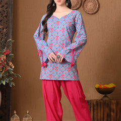 Powder Blue Jaal Farshi Salwar Set