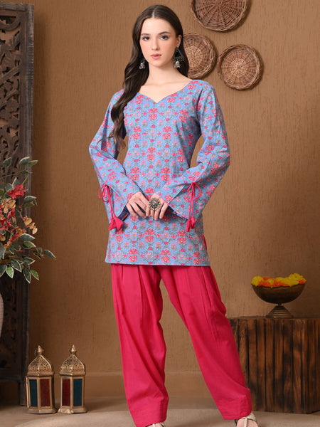 Powder Blue Jaal Farshi Salear Set