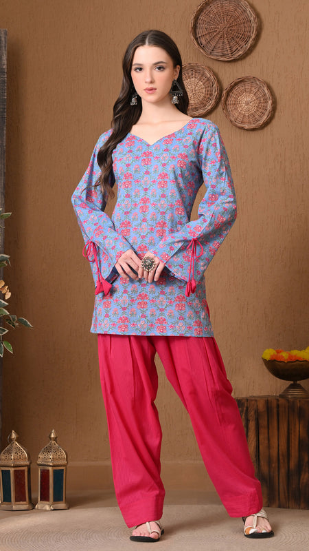 Powder Blue Jaal Farshi Salwar Set