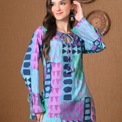 Blue Geometric Top