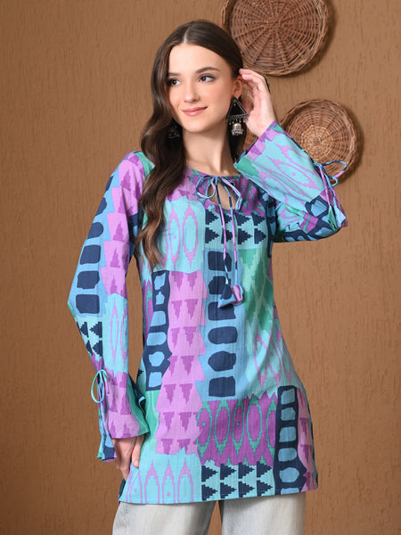 Blue Geometric Top