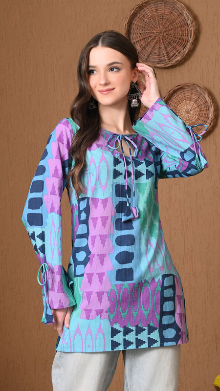 Blue Geometric Top
